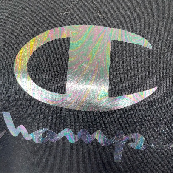 NWT Champion Iridescent Black Logo Sweatshirt - Picture 2 of 4
